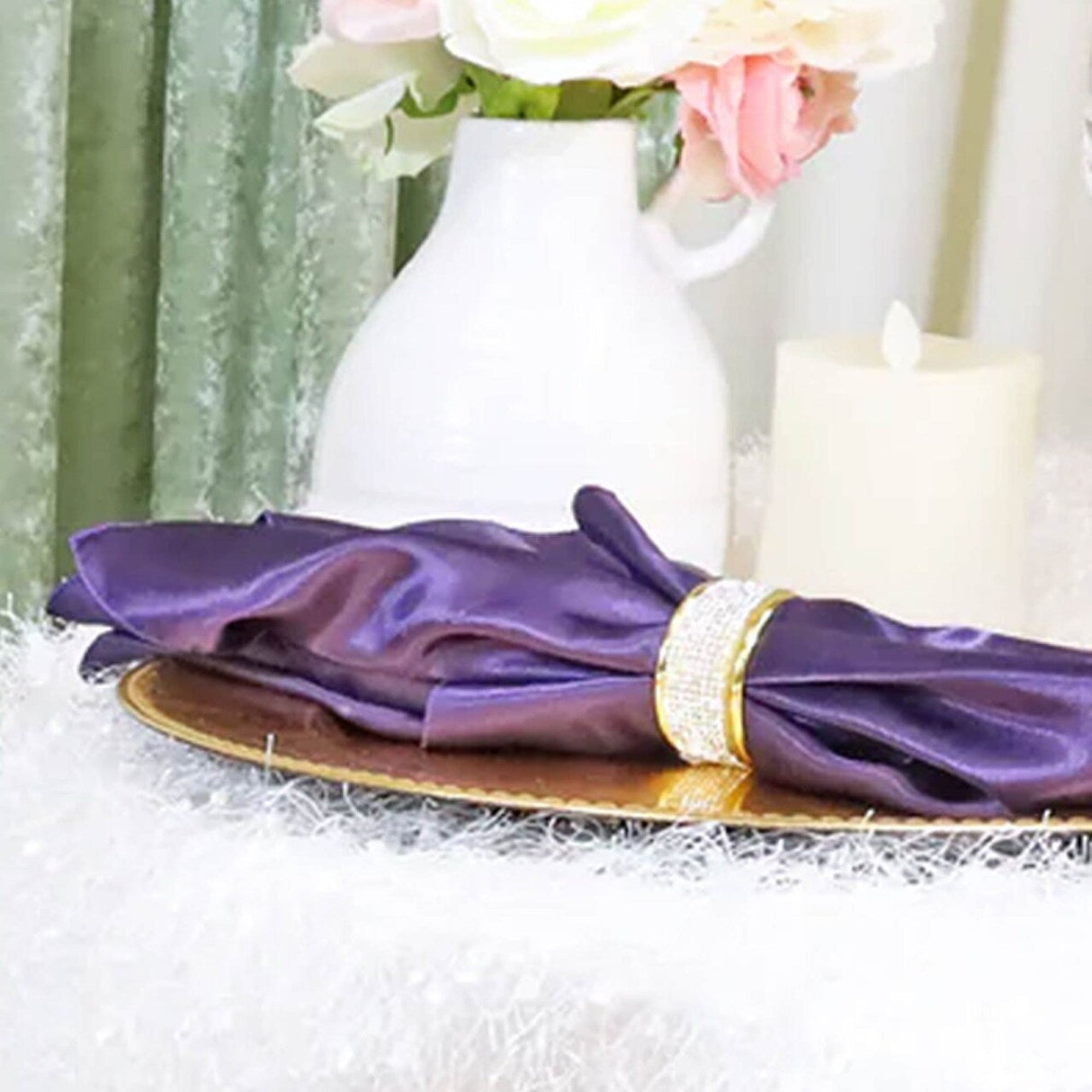 10 Pieces Eggplant Ruffled Spandex Chair Bands for Elegant Wedding Decor 8x13 inches