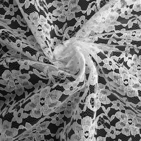 1 Yard Raschel Lace Fabric French Floral 100% Polyester Material for Dresses 60 Inch Width