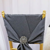 10 Pieces Pewter Charcoal Sequin Burlap Chair Sashes, 8"x108" Rustic Glam Event Decor