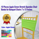 10 Pieces Apple Green Stretch Spandex Chair Bands for Banquet Chairs 7 x 13 Inches