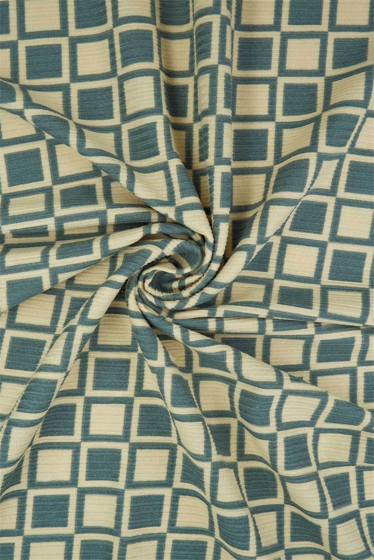 1 Yard Geo Checker 4X2 Yummy Rib Knit Fabric Stretch 58/60 Inches Wide
