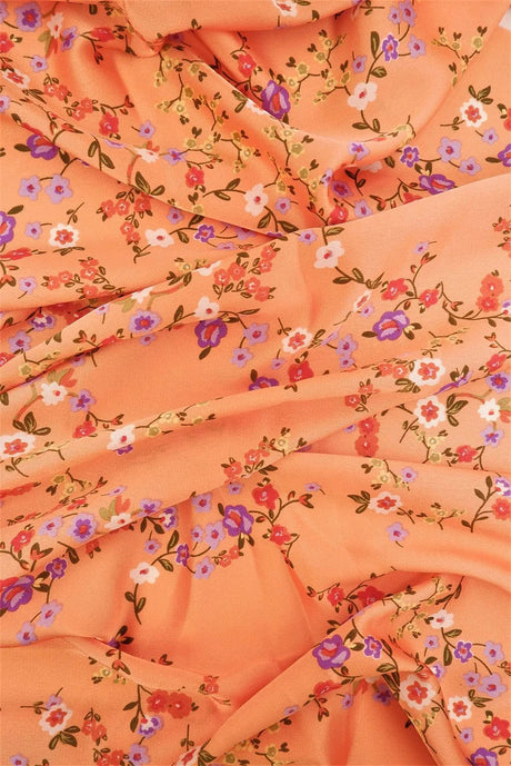 1 Yard Bubble Satin Floral Print Fabric, 58/59? Wide Polyester Spandex Blend