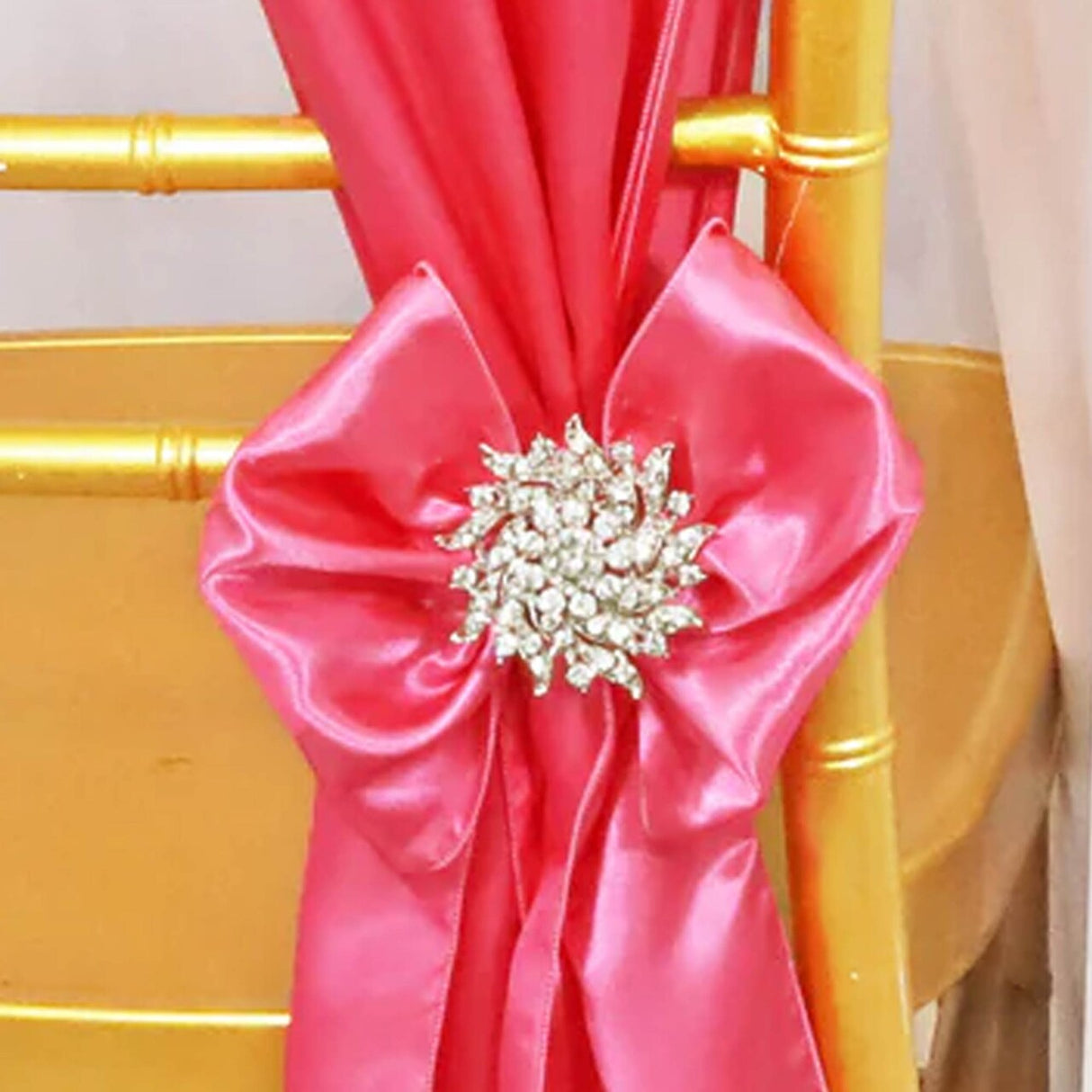 10 Pieces Bubble Gum Satin Chair Sashes Vibrant 8"x108" Event Accessories