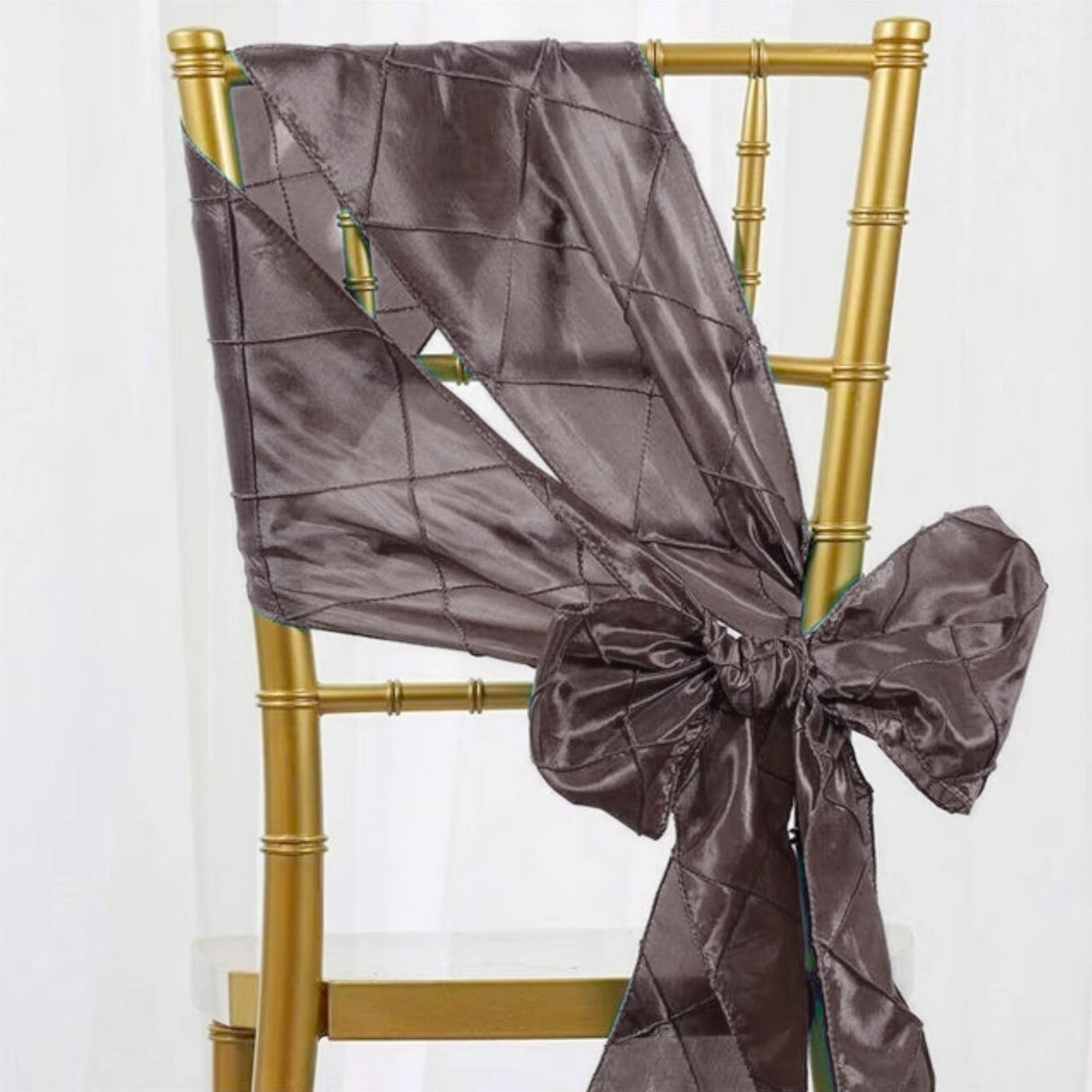 10 Pieces Refined 9.5 by 108 inch Pintuck Taffeta Chair Sashes Chocolate