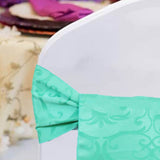 10 Pieces Tiff Blue or Aqua Blue Damask Chair Sashes 7.5"x108" Jacquard Polyester Versailles Design