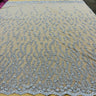 1 Yard Silver Beaded Lace Fabric Embroidered on Polyester Net Mesh 50 inch Width