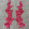 1 Pair Beaded & Corded Floral Lace Applique 10" x 2" Each Side