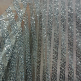 1 Yard Blush Beaded Lace Embroidered Fabric on Polyester Mesh, 54" Wide,