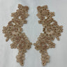 1 Pair 9" x 3" Each Side Beaded & Corded Floral Lace Applique Organza