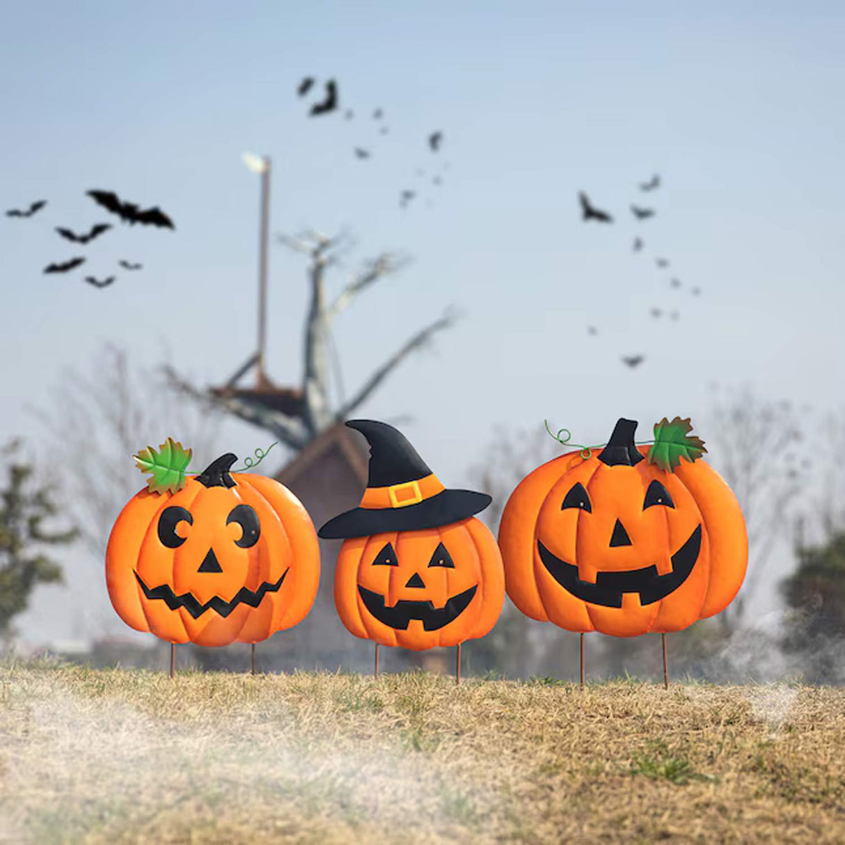 Glitzhome 331ft Lighted Jack-O-Lantern Yard Decoration Halloween Pumpkin Stake