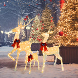 Outdoor Christmas Reindeer Set with Warm White LED Lights UL Listed Indoor/Outdoor Yard Decoration 31" 27" 18.5"
