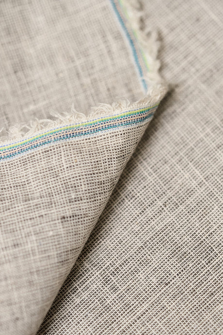 1 Yard Charcoal or Off White 2 Tone Melange Softened Pure Linen Fabric, Midweight 58 Inches Wide