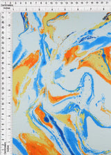 1 Yard Ivory Blue Marble Print Fabric DTY Brushed Knit Soft Stretch 58/60" Wide