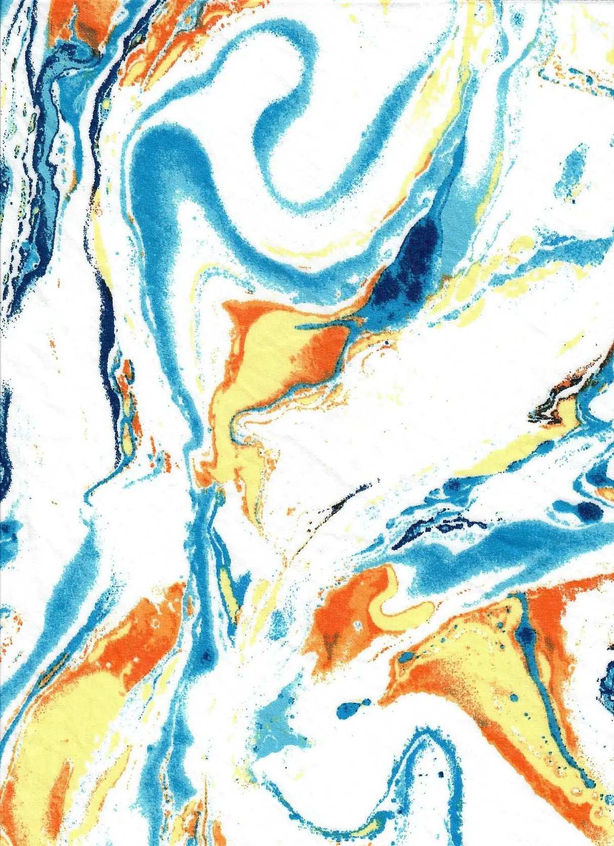 1 Yard Ivory Blue Marble Print Fabric DTY Brushed Knit Soft Stretch 58/60" Wide