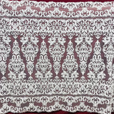 1 Yard Beaded & Corded Lace Fabric on Polyester Net Mesh, White, 51" Wide, Embroidered Lace Fabric