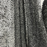 1 Yard Beaded Lace Fabric, 60" Wide Embroidered Polyester Net Mesh with Pearls & Sequins for Bridal, Evening & Dance Wear