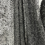 1 Yard Beaded Lace Fabric, 60" Wide Embroidered Polyester Net Mesh with Pearls & Sequins for Bridal, Evening & Dance Wear