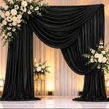 Black Low Stretch Polyester Fabric Extra Wide 108/120 Inch Yard