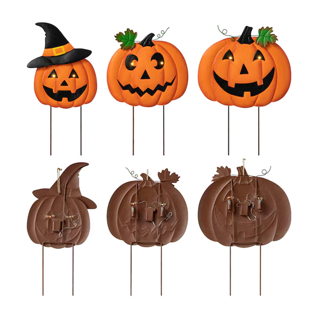 Glitzhome 331ft Lighted Jack-O-Lantern Yard Decoration Halloween Pumpkin Stake