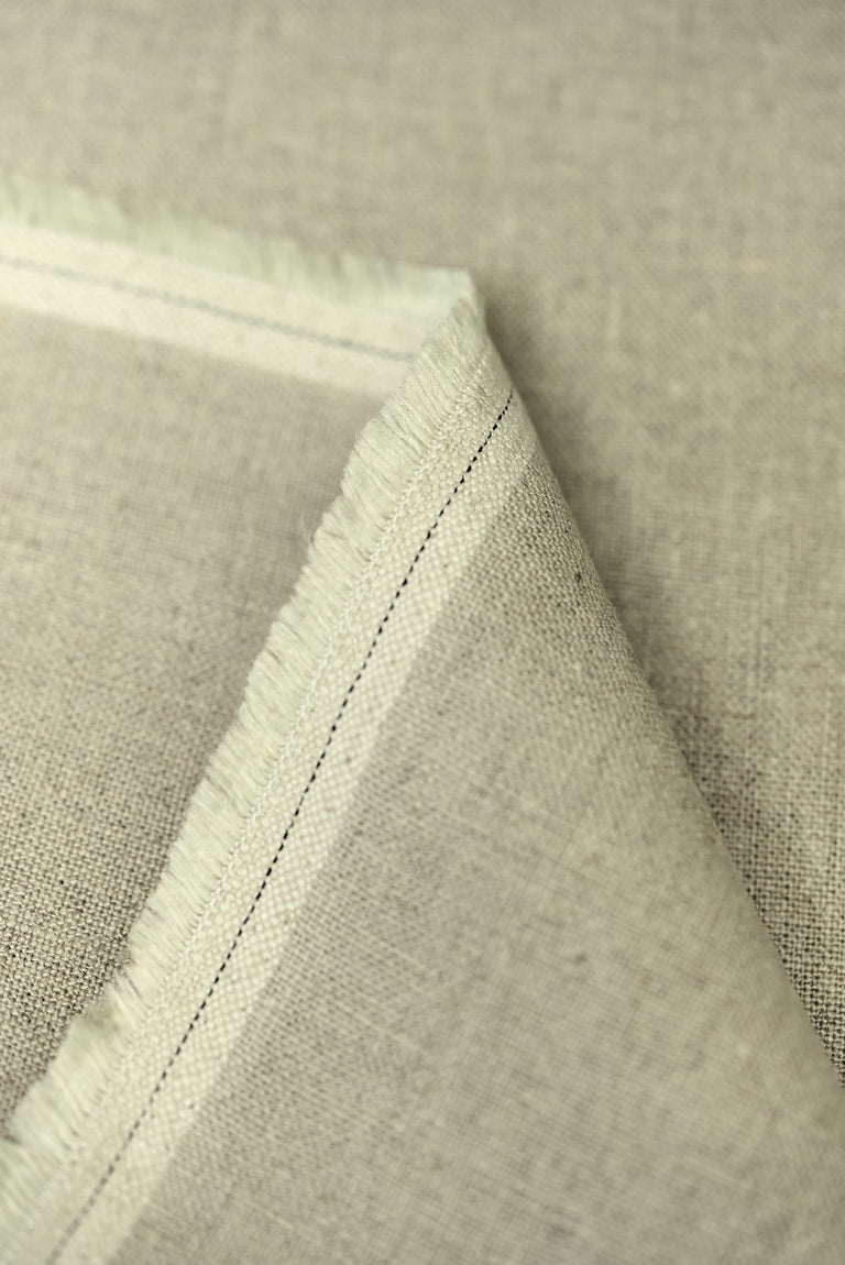 1 Yard Sageish Natural Pure Linen Fabric 7 oz Softened Solid Weave 57 Inch Wide