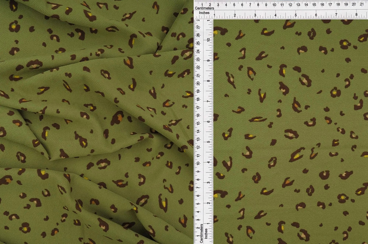 1 Yard Twill Animal Leopard Print Fabric, 58/59? Wide Polyester Spandex Blend