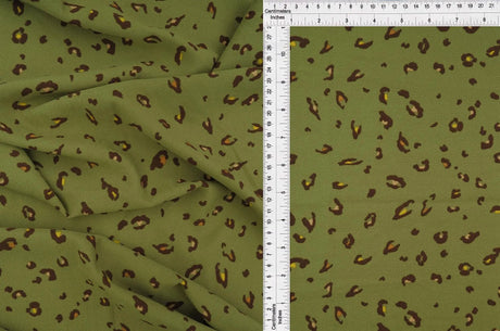 1 Yard Twill Animal Leopard Print Fabric, 58/59? Wide Polyester Spandex Blend