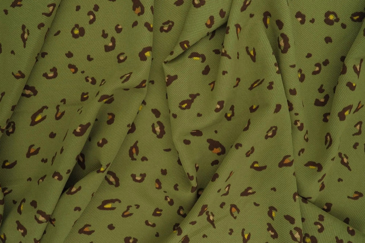 1 Yard Twill Animal Leopard Print Fabric, 58/59'' Wide Polyester Spandex Blend