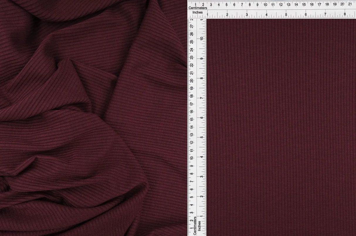 1 Yard 4x2 Rib Solid Knit Fabric, 52/54'' Wide Polyester Rayon Spandex Blend