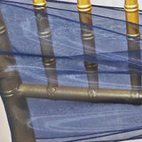 10 Pieces Navy Blue Organza Chair Sashes 8"x108" Sheer Wedding & Event Decor