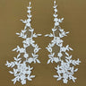 1 Pair 17" x 4.5" Beaded & Corded Floral Lace Applique 100% Polyester Net Mesh