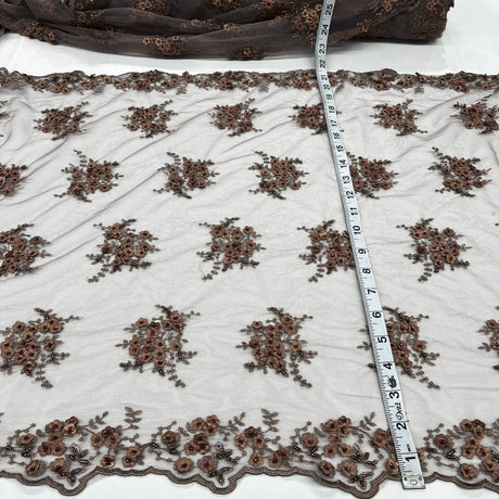 1 Yard Beaded Double Sided 3D Floral Lace Trimming 100% Polyester Net Mesh 21" Wide