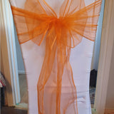 10 Pieces Angle End Organza Chair Sashes 12 by 116 inches Tangerine