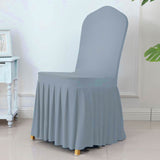 Spandex Banquet Skirt Chair Cover Dusty Blue Stretch Elegant Wedding Decor