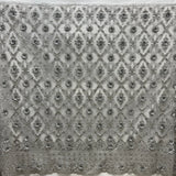 1 Yard Beaded 3D Floral Lace Fabric, Navy Embroidered Mesh, 100% Polyester, 51” Wide,