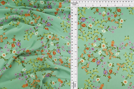 1 Yard Bubble Satin Floral Print Fabric, 58/59? Wide Polyester Spandex Blend