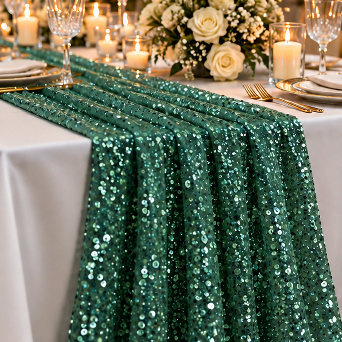 BPS Mesh Lace Hunter Green Fabric Sheer Stretch by the Yard Decor