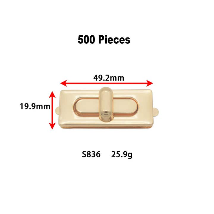 S836 Simple Style Custom Logo High Quality Hardware Accessories Alloy Metal Bag Clasp Press Turn Twist Lock for Handbag for Women Bag