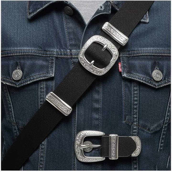 Western Vintage Flower Embossed Zinc Alloy Pin Buckle