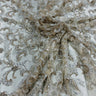 1 Yard Champagne Beaded Lace Fabric Embroidered on Polyester Mesh, 53" Wide,