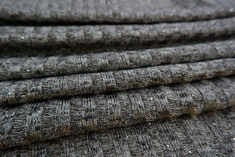 1 Yard Glitter Rib Knit Fabric, 58/60'' Wide Polyester Spandex Blend