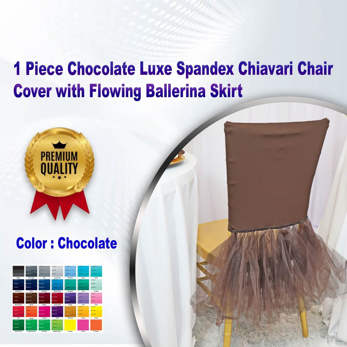 1 Piece Champagne Elegance Stretch Spandex Chiavari Chair Cover with Ballerina Flair