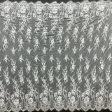 1 Yard Chantilly Embroidered Lace Fabric with Eyelash Scallop, 58" Wide French Alençon Lace for Bridal & Evening Dresses