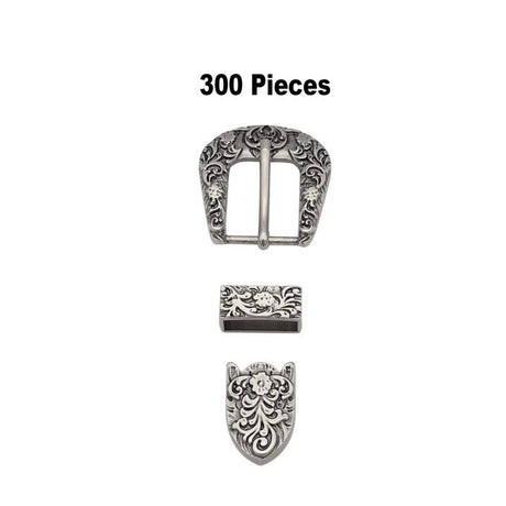 Western Vintage Flower Embossed Zinc Alloy Pin Buckle