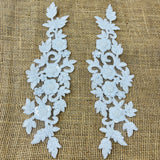 1 Yard Beaded & Corded Floral 3D Lace Applique Embroidered on 100% Polyester Net Mesh