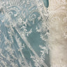 1 Yard Elegant Corded Bridal Lace Fabric Embroidered on 100% Polyester Net Mesh 51 inch Width