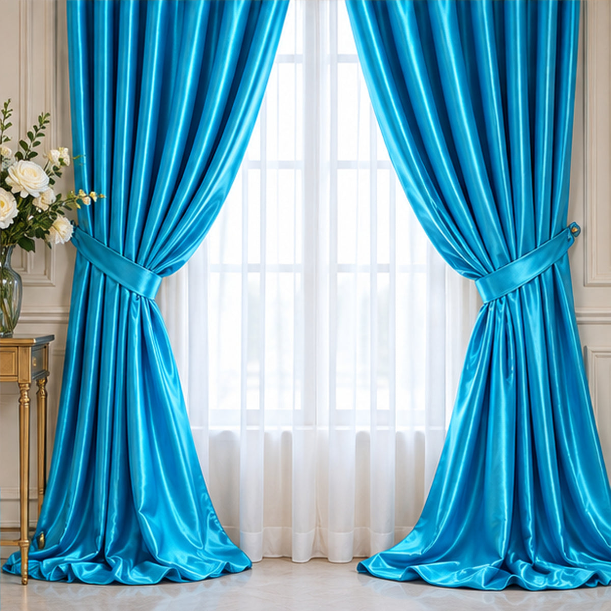 Aqua Low Stretch Polyester Fabric Extra Wide 108/120 Inch Yard