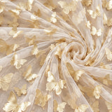 3D Butterflies Champagne Lace Fabric Embroidered by the Yard Decor