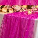 Glitter Mesh Fabric with Scattered Rhinestones 2 Way Stretch
