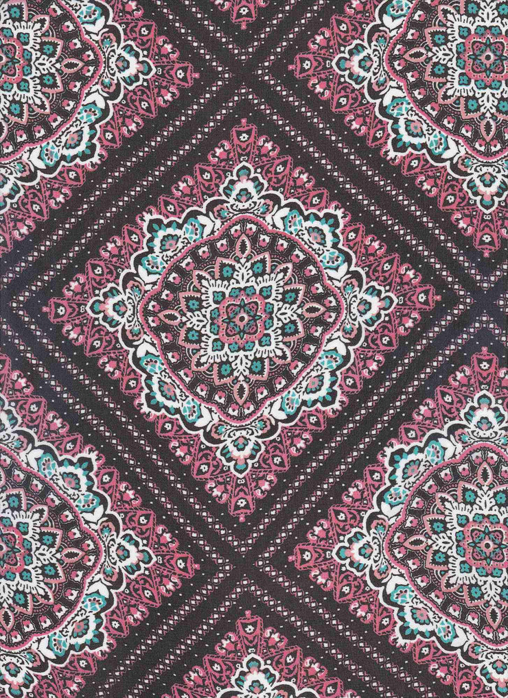 1 Yard Coral Poly Chiffon Medallion Lightweight Sheer Fabric 57/58"Wide