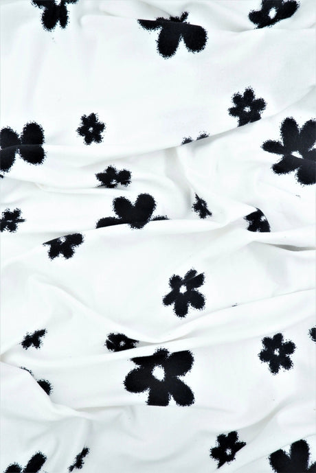 DTY Brushed Floral Knit Fabric, Soft Stretch Flower Print 58/60" Wide